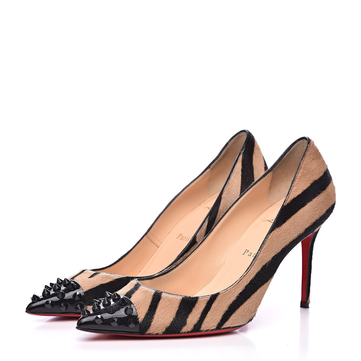 Calf Hair Patent Zebra Print Geo 85 Pumps 37 Dune Black