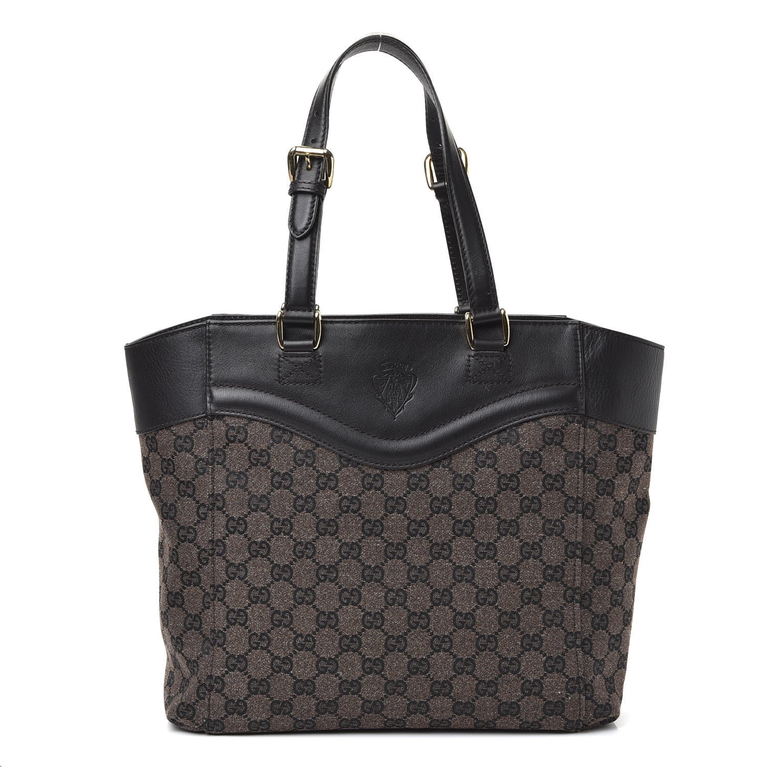 Gucci Monogram Crest Tote Brown 1 of 9