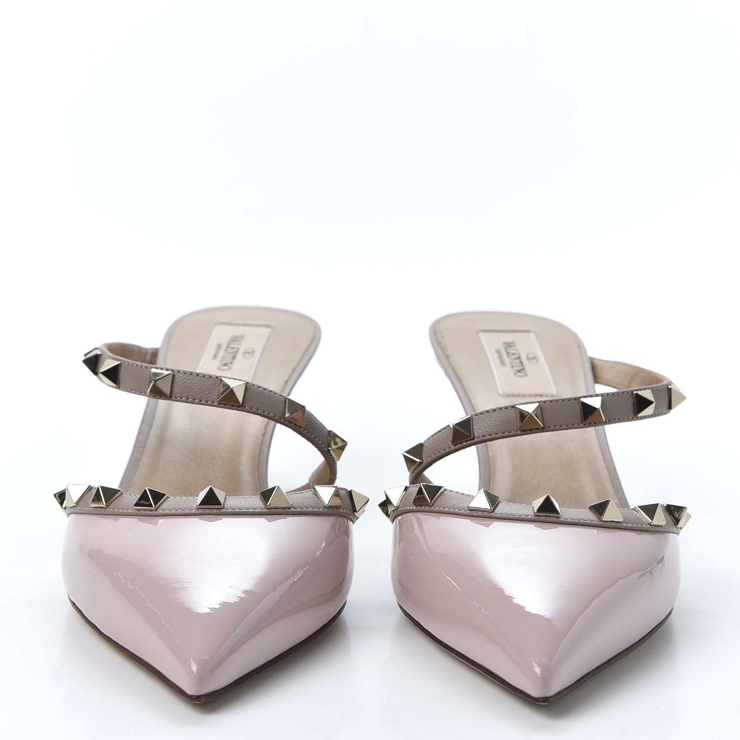 Valentino Garavani Patent Rockstud Cross Strap 50mm Mules 40 Water Rose Poudre 3 of 9