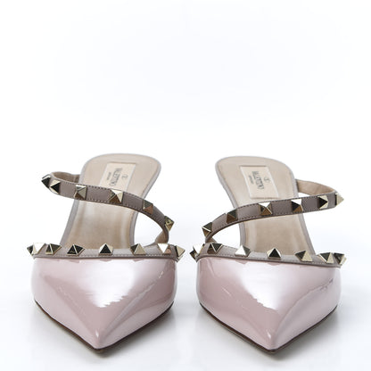 Valentino Garavani Patent Rockstud Cross Strap 50mm Mules 40 Water Rose Poudre 3 of 9
