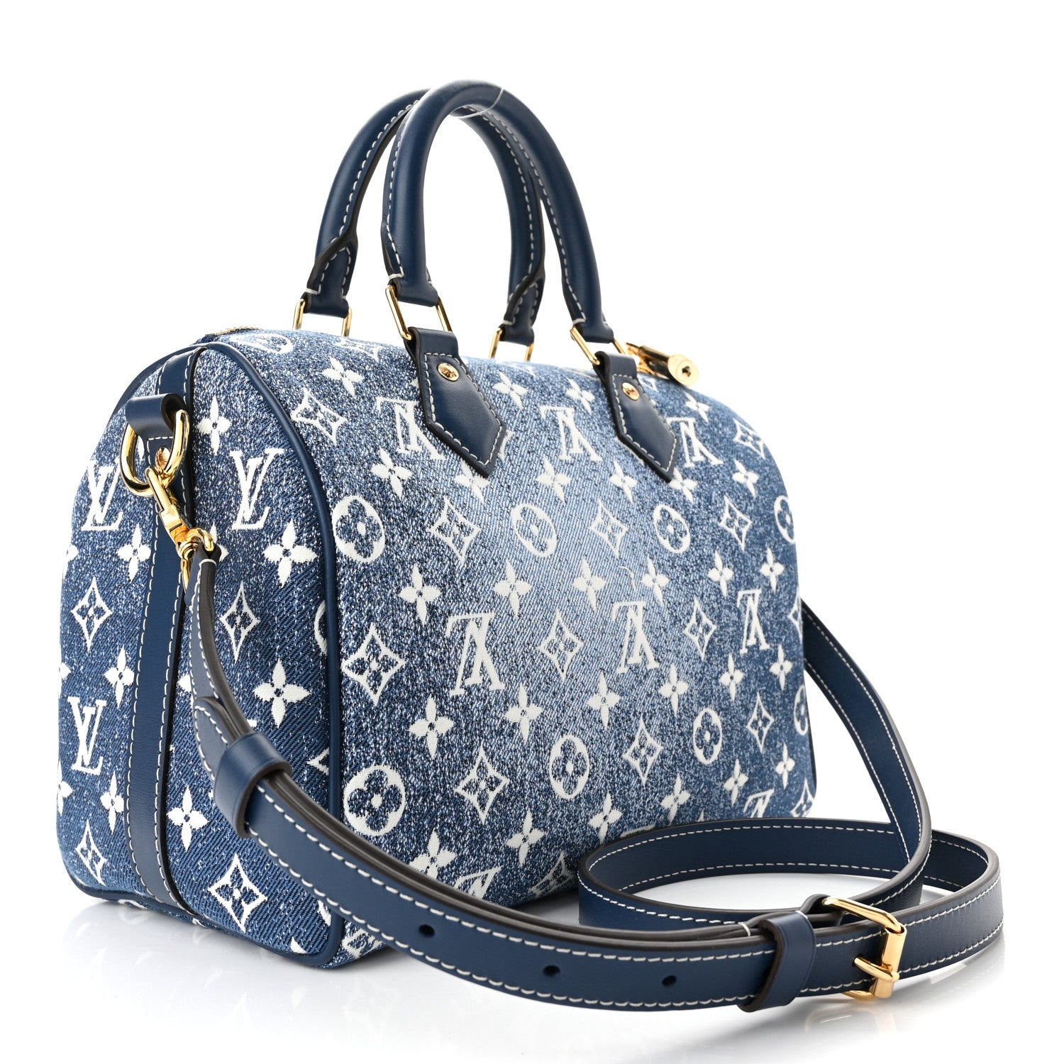 Louis Vuitton Monogram Jacquard Denim Speedy Bandouliere 25 Bleu 3 of 9