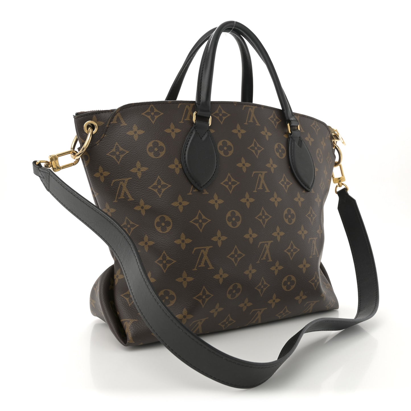 Monogram Flower Zipped Tote MM Black