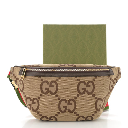 Gucci Monogram Jumbo GG Textured Dollar Calfskin Web Belt Bag Camel Ebony New Acero 11 of 11