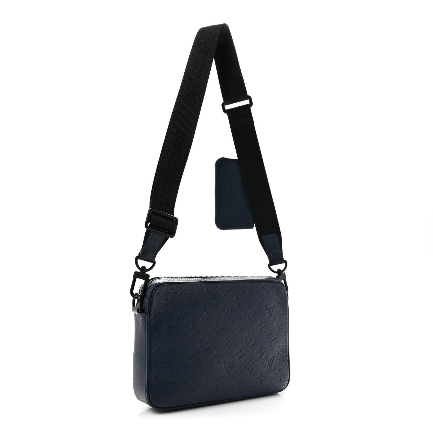 Calfskin Monogram Shadow Trio Messenger Navy