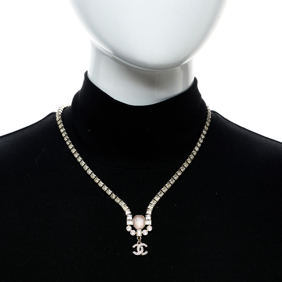 Crystal CC Pendant Choker Gold Pink