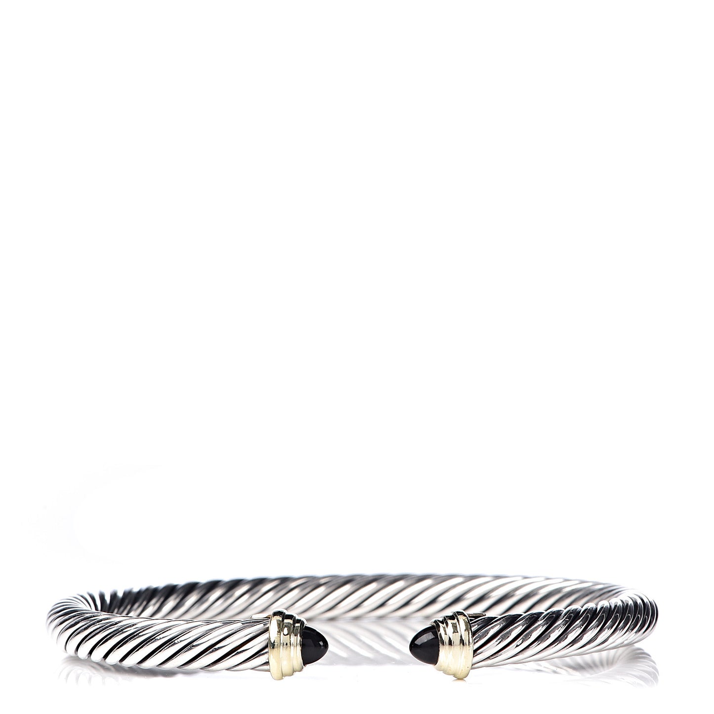 Sterling Silver 14K Yellow Gold Black Onyx 5mm Cable Classics Petite Color Bracelet