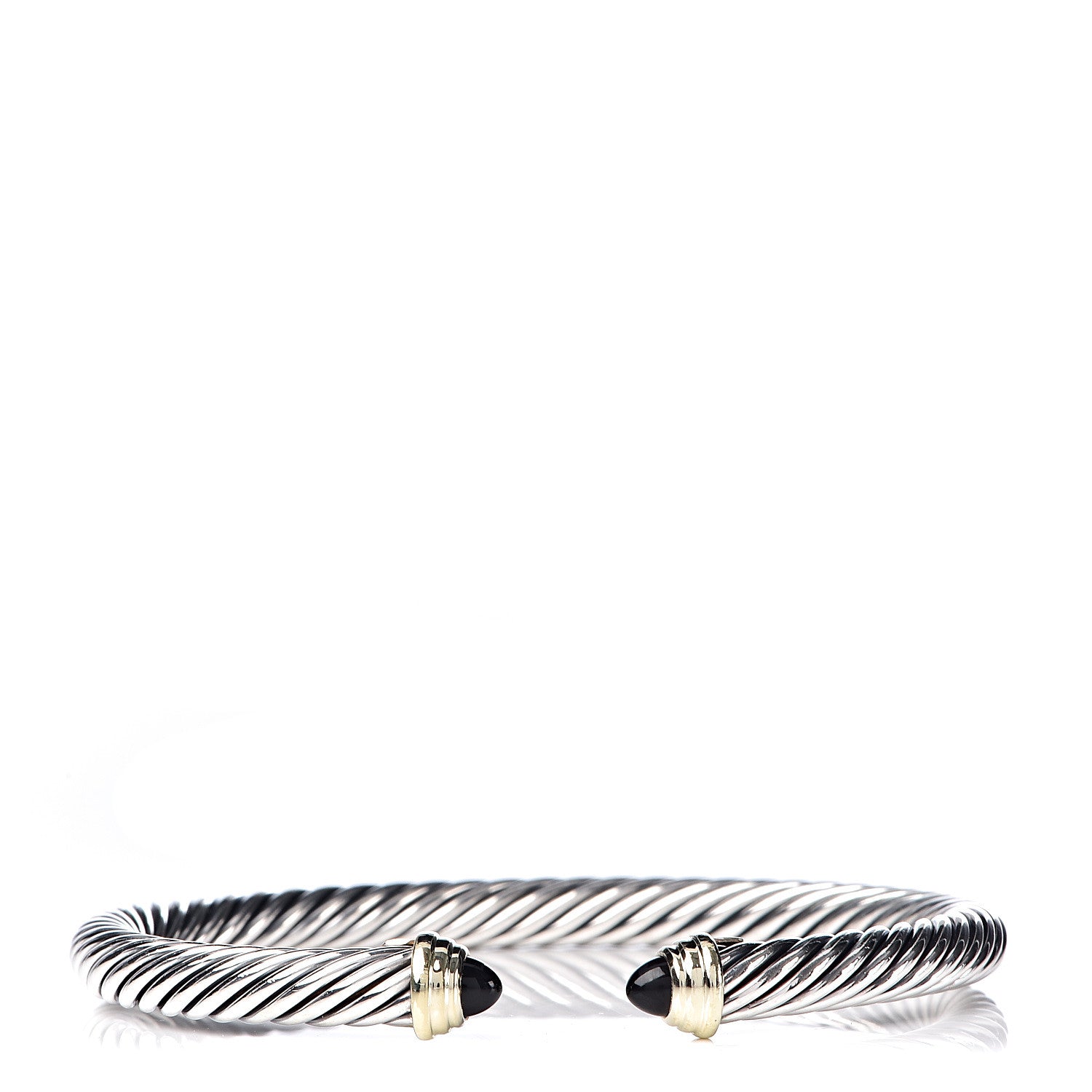 David Yurman Sterling Silver 14K Yellow Gold Black Onyx 5mm Cable Classics Petite Color Bracelet 1 of 5
