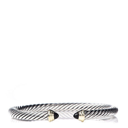 David Yurman Sterling Silver 14K Yellow Gold Black Onyx 5mm Cable Classics Petite Color Bracelet 1 of 5