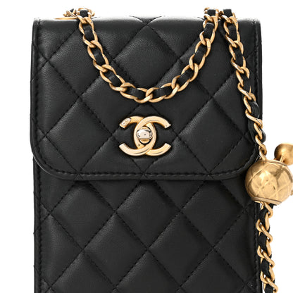 Chanel Lambskin Quilted Vertical Pearl Crush Flap With Chain Black 9 of 11