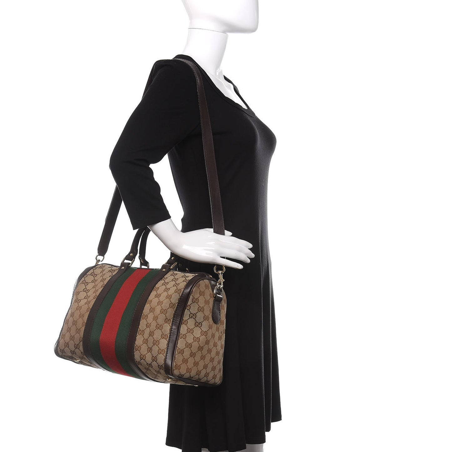 Monogram Vintage Web Medium Boston Dark Brown