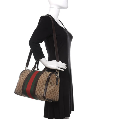 Gucci Monogram Vintage Web Medium Boston Dark Brown 2 of 14