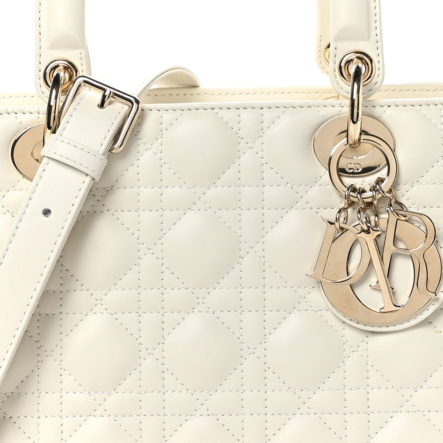 Lambskin Cannage Medium Lady Dior Ivory