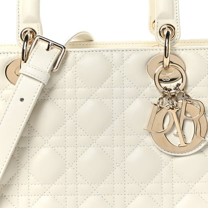 Christian Dior Lambskin Cannage Medium Lady Dior Ivory 8 of 10