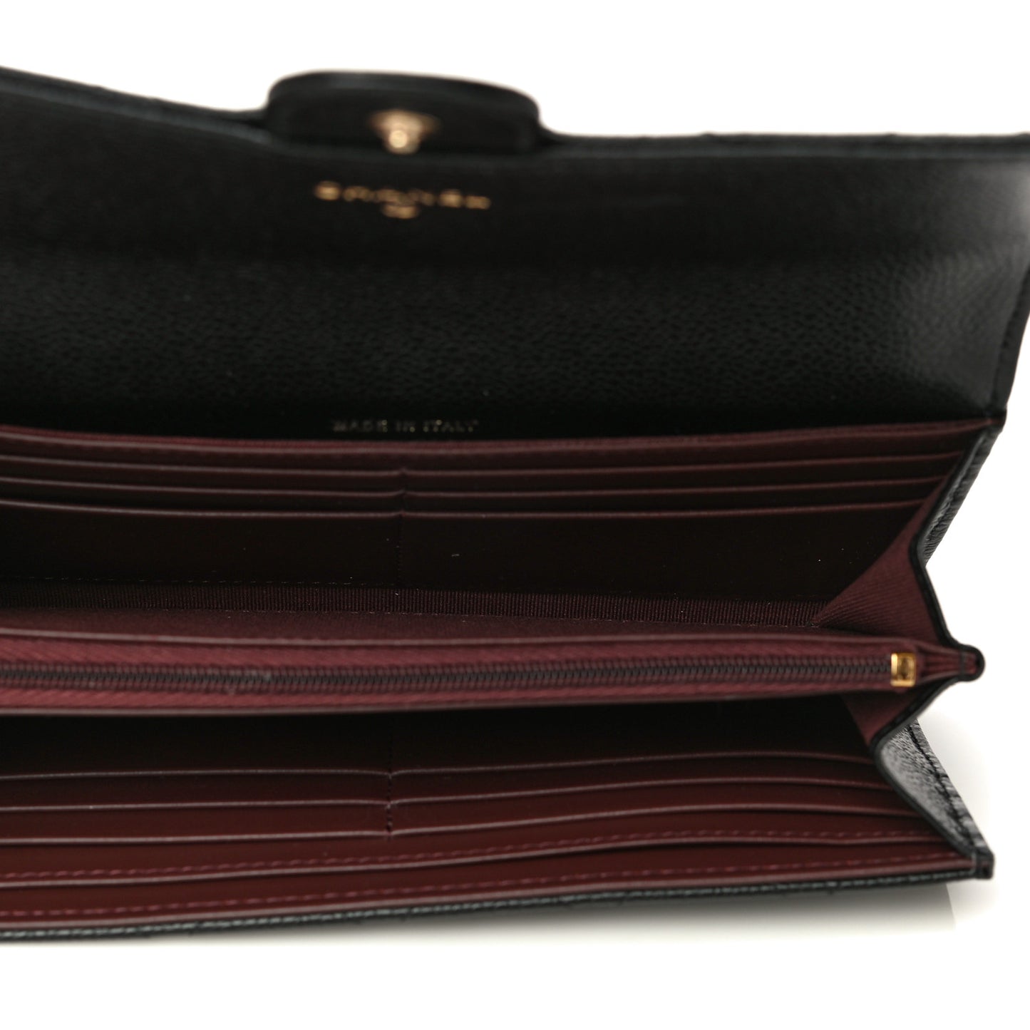 Caviar Quilted Large Gusset Flap Wallet Black