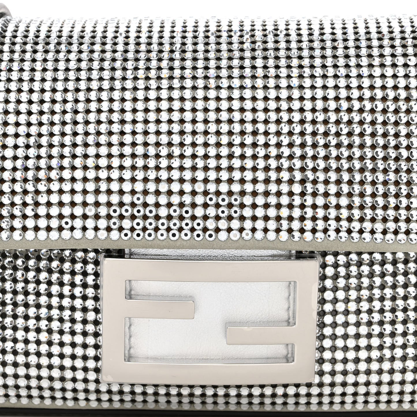 Nubuck Crystal Catalan Mirror Embroidered Mini Baguette Pietra Argento
