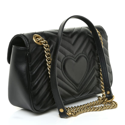Gucci Calfskin Matelasse Small GG Marmont Shoulder Bag Black 3 of 16
