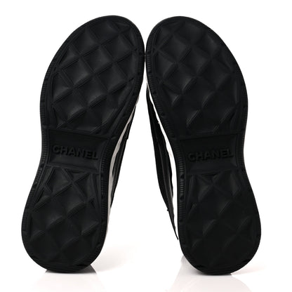 Chanel Velvet Calfskin Mixed Fibers CC Sneakers 36.5 Black 5 of 9