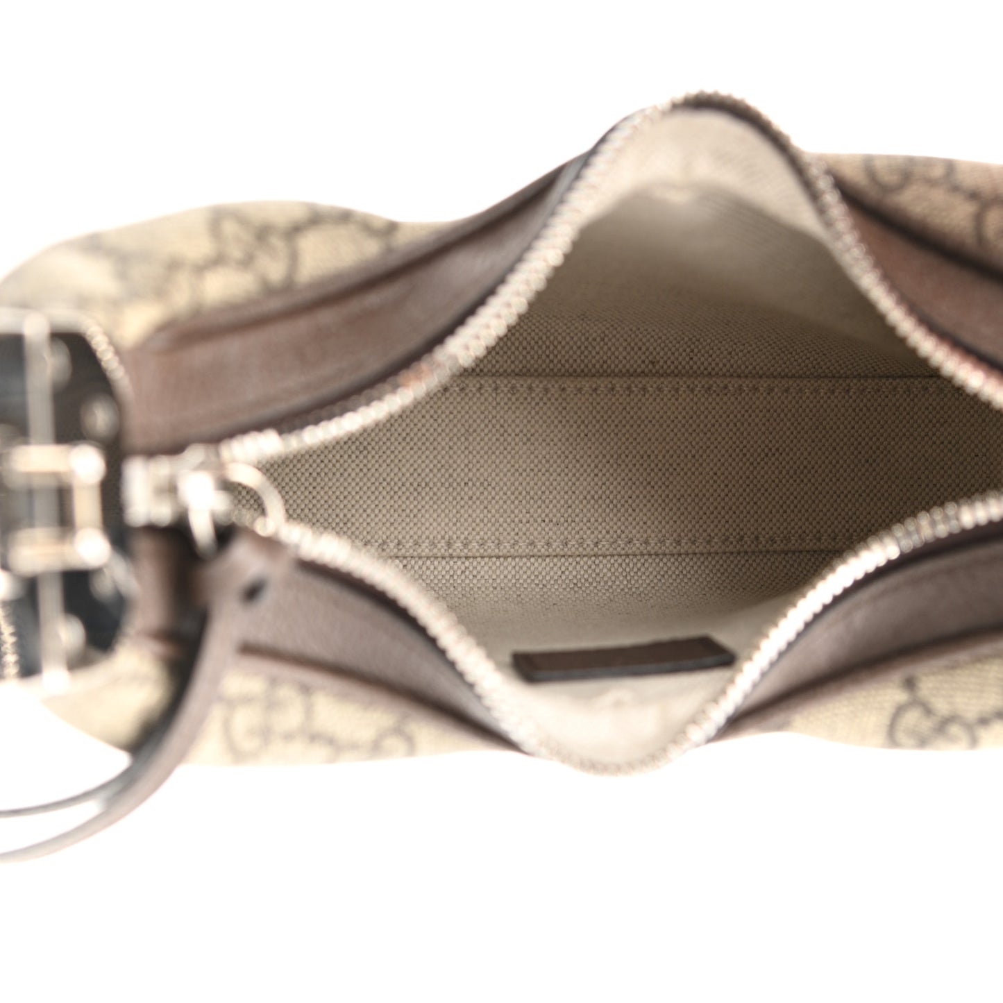 GG Supreme Monogram Textured Calfskin Web Small Attache Shoulder Bag Beige Ebony New Acero