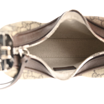 Gucci GG Supreme Monogram Textured Calfskin Web Small Attache Shoulder Bag Beige Ebony New Acero 5 of 11