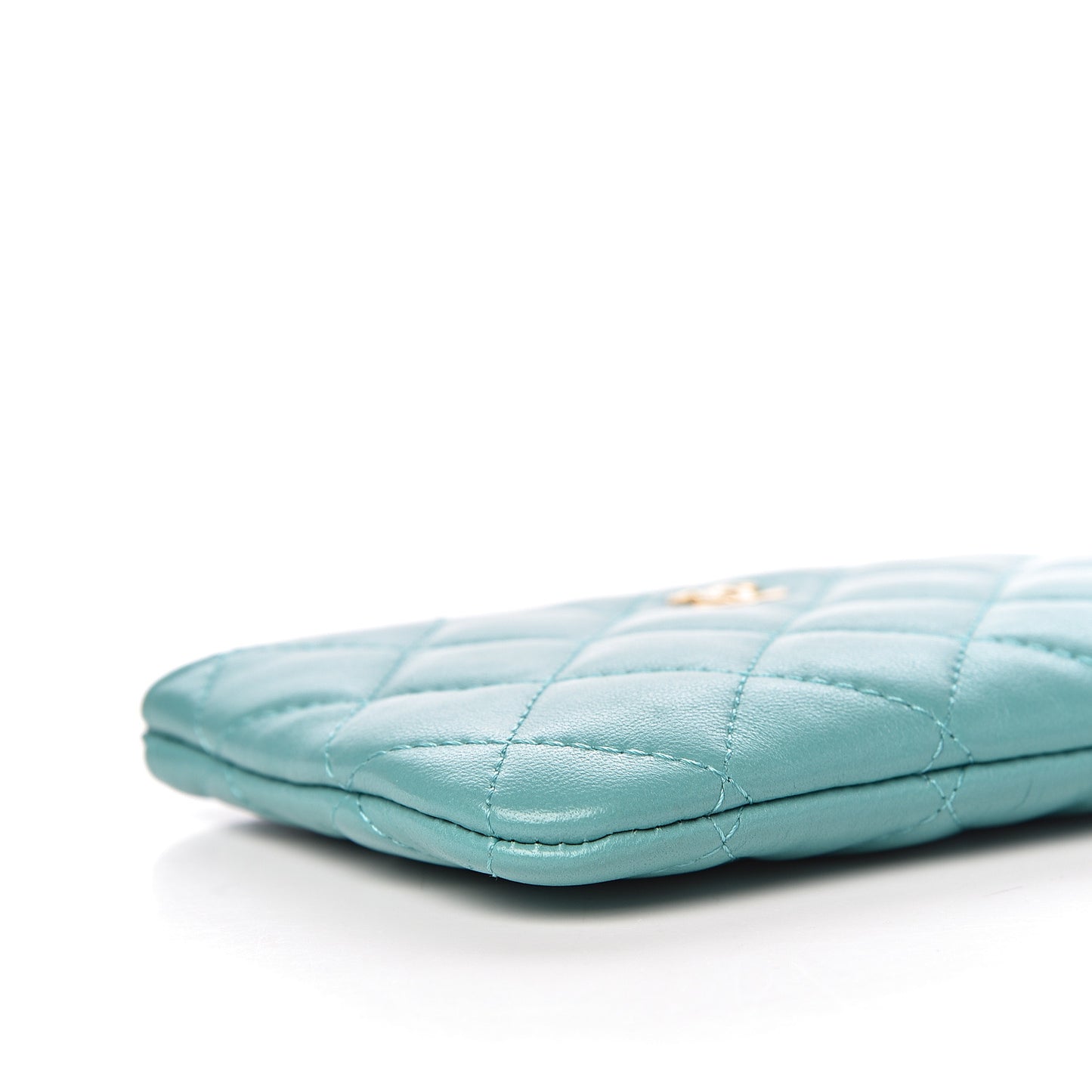 Lambskin Quilted Small Cosmetic Case Green