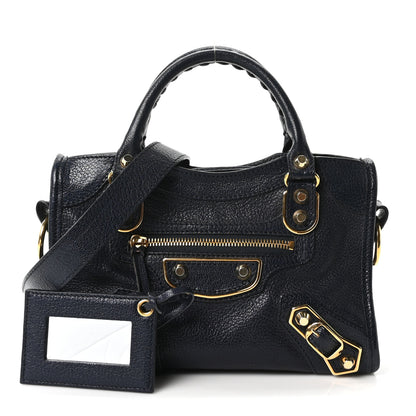 Balenciaga Chevre Gold Metallic Edge Hardware Mini City Bleu Nuit 3 of 11