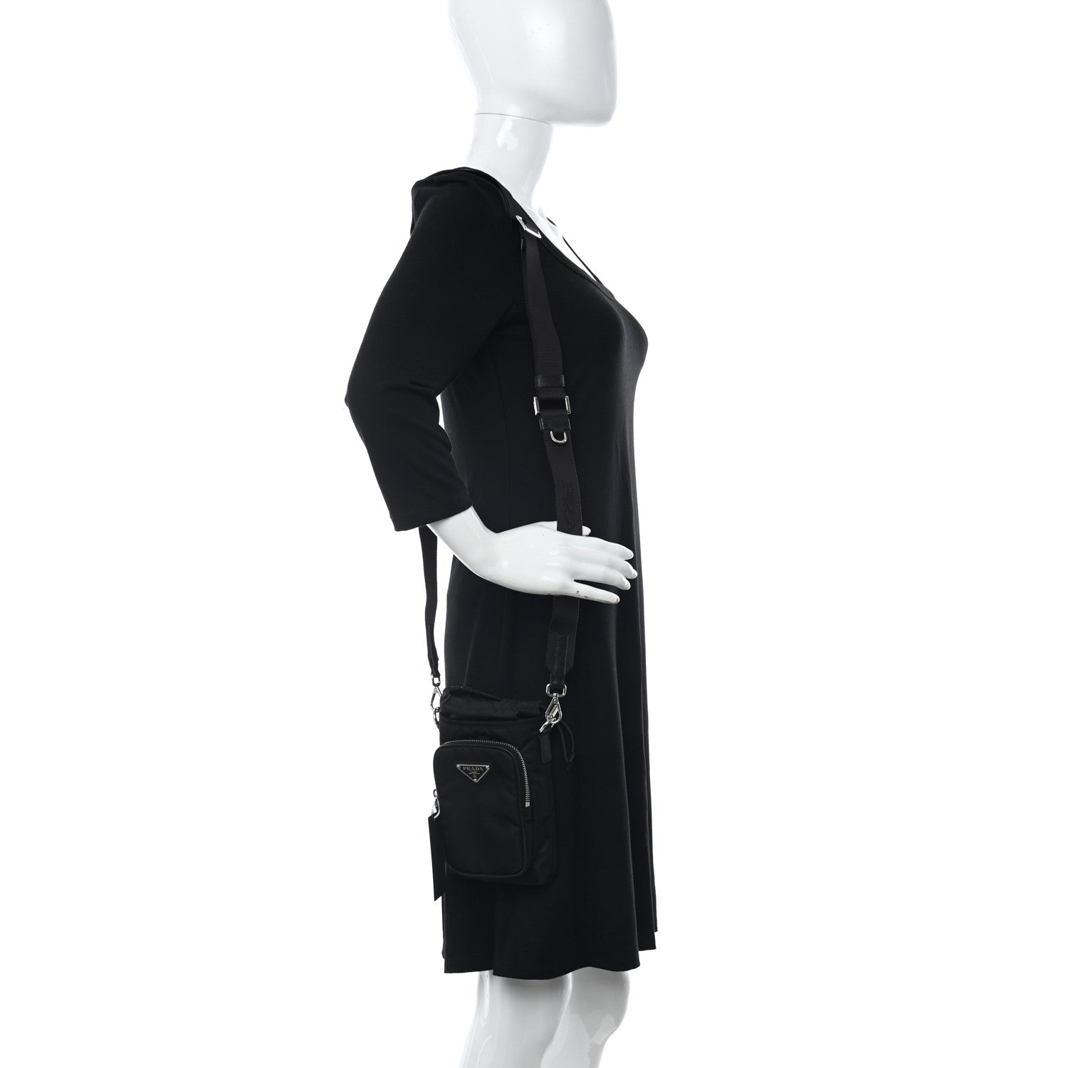 Prada Tessuto Nylon Saffiano Phone Case Crossbody Black 2 of 8