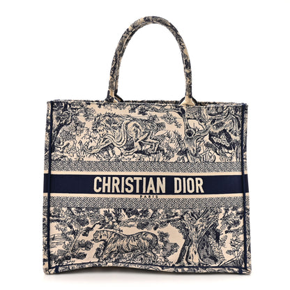 Christian Dior Canvas Embroidered Large Dioriviera Toile De Jouy Book Tote Blue 1 of 14
