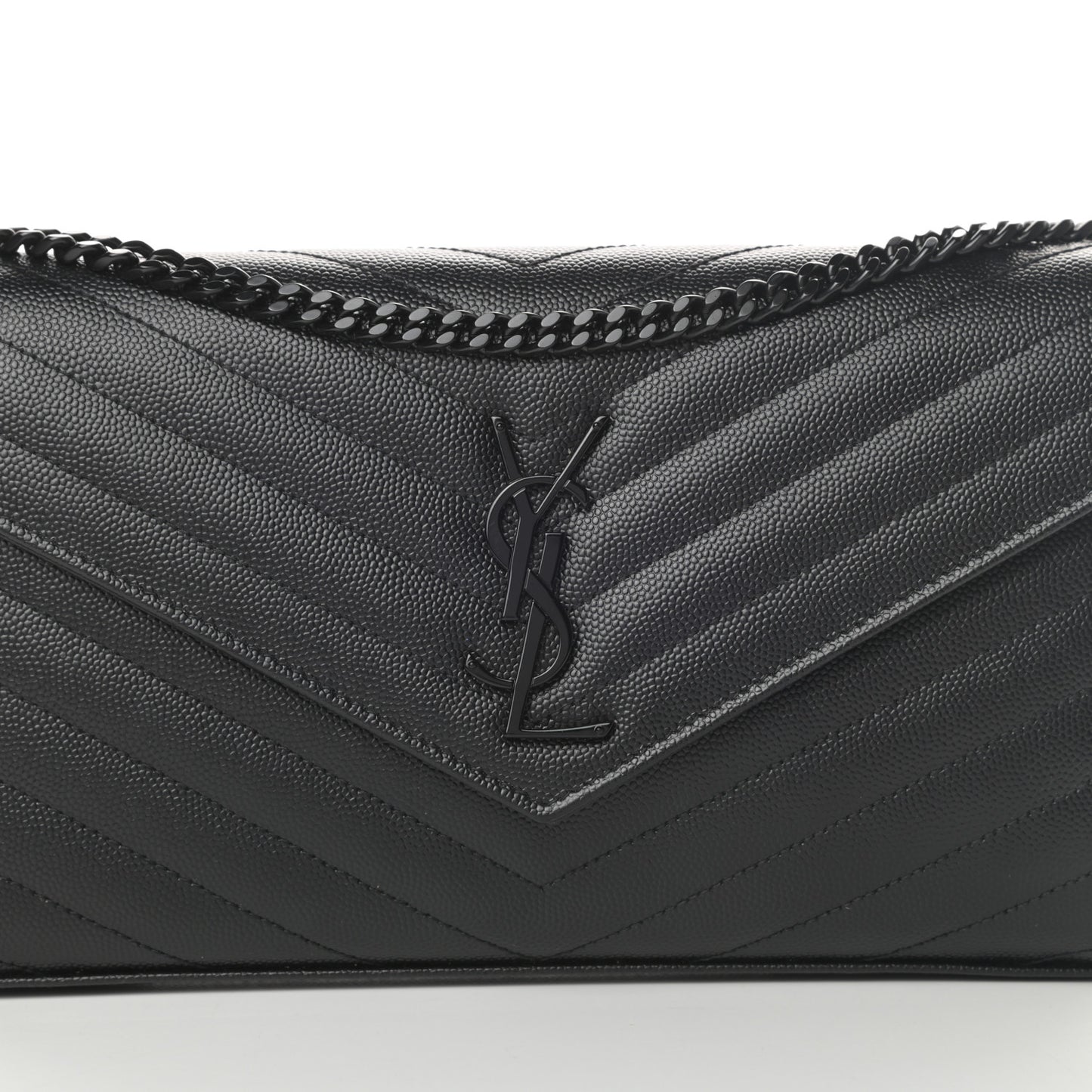 Grain De Poudre Matelasse Chevron Monogram Chain Wallet Black
