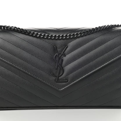 Saint Laurent Grain De Poudre Matelasse Chevron Monogram Chain Wallet Black 8 of 11