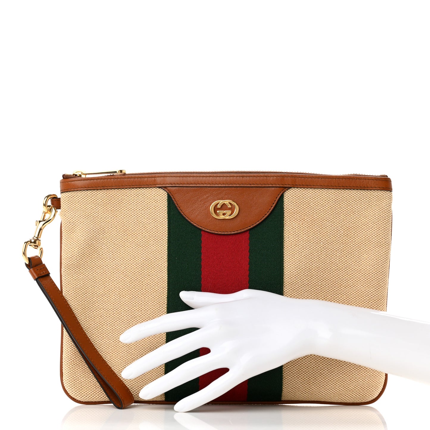 Vintage Canvas Web Pouch Sand Cuir