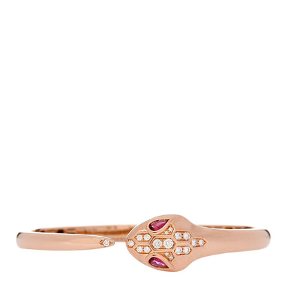Bulgari 18K Rose Gold Diamond Rubellite Serpenti Seduttori Bangle Bracelet S 1 of 3