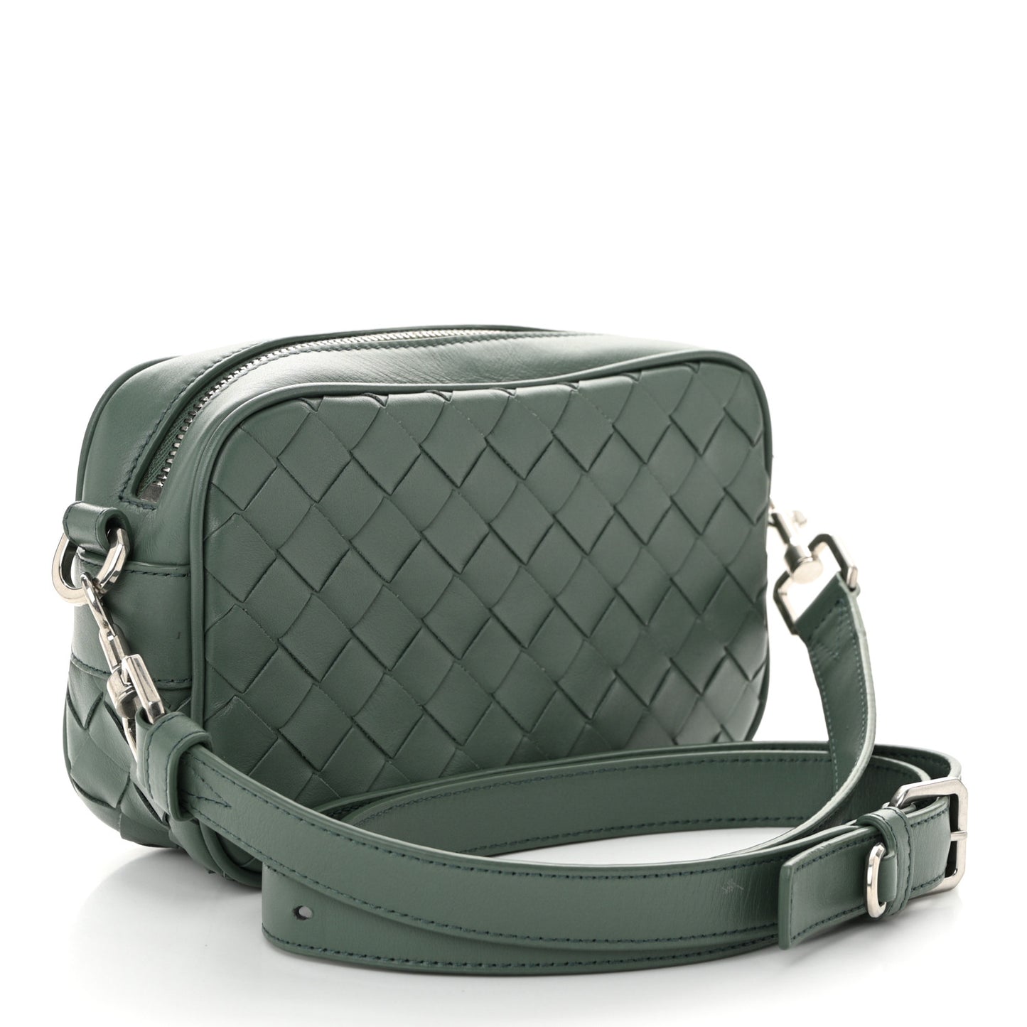 Calfskin Intrecciato Small Camera Bag Aloe