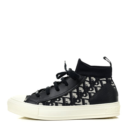 Christian Dior Technical Knit Calfskin Oblique Womens Walk'n Dior Mid Top Sneakers 40 Deep Blue 1 of 16