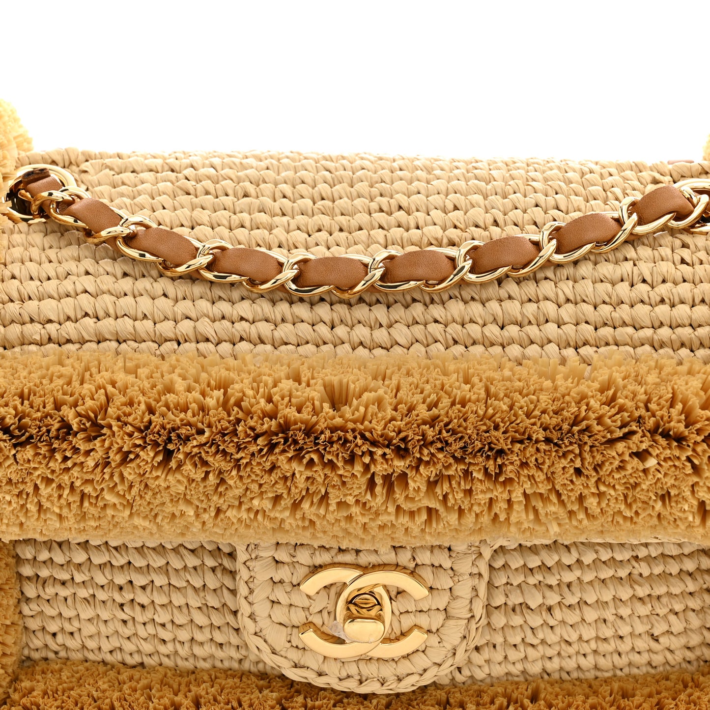 Braided Raffia Coco Beach Flap Beige