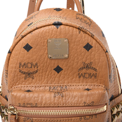 MCM Visetos Side Stud X-Mini Stark Bebe Boo Backpack Cognac 8 of 8