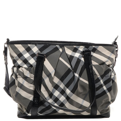 Burberry Nylon Beat Check Diaper Bag Black 1 of 9