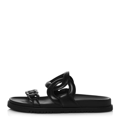 Hermes Nappa Extra Sandals 39 Black 1 of 8