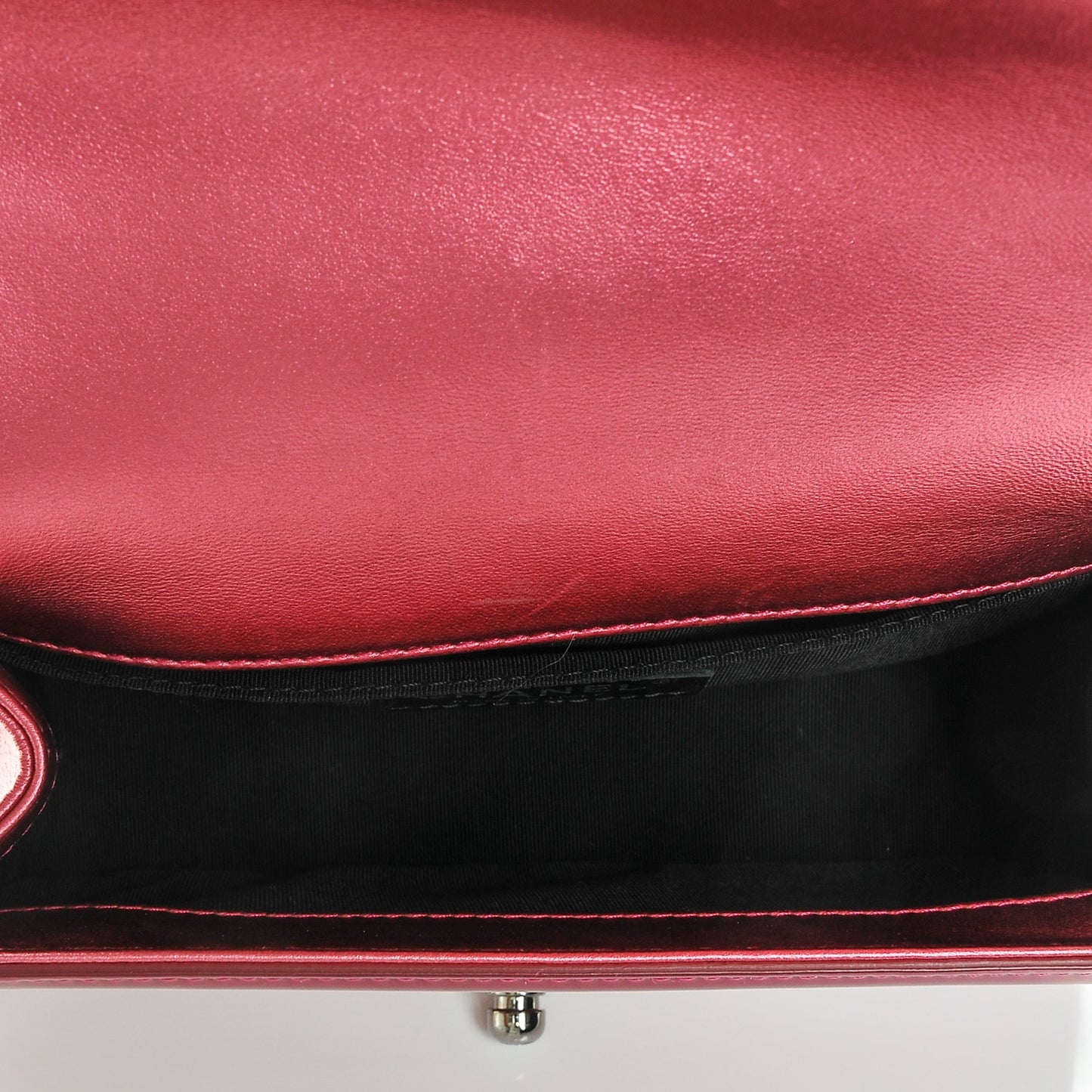 Metallic Patent Calfskin Quilted Small Boy Flap Pink