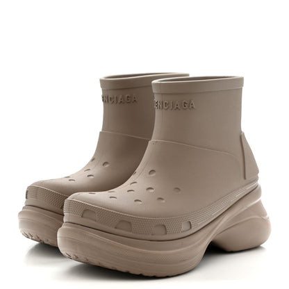 Balenciaga X CROCS Rubber Womens Low Top Rain Boots 39 Beige 4 of 9
