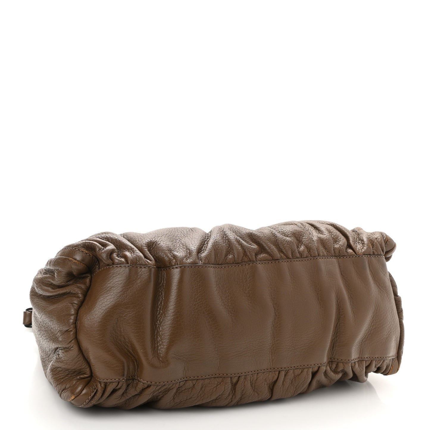 Calfskin Large D Gold Ring Shoulder Bag Brown