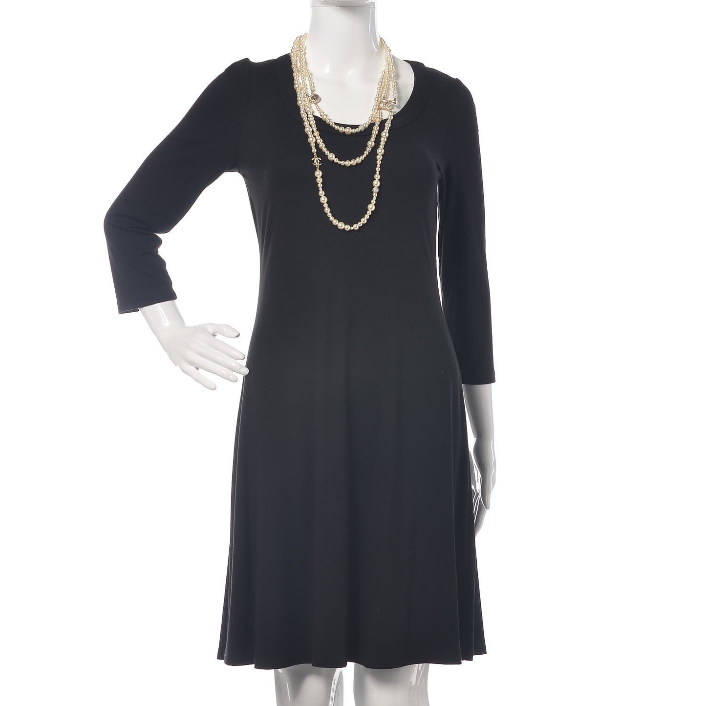 Graduated Pearl Crystal CC Multi Strand Necklace Gold