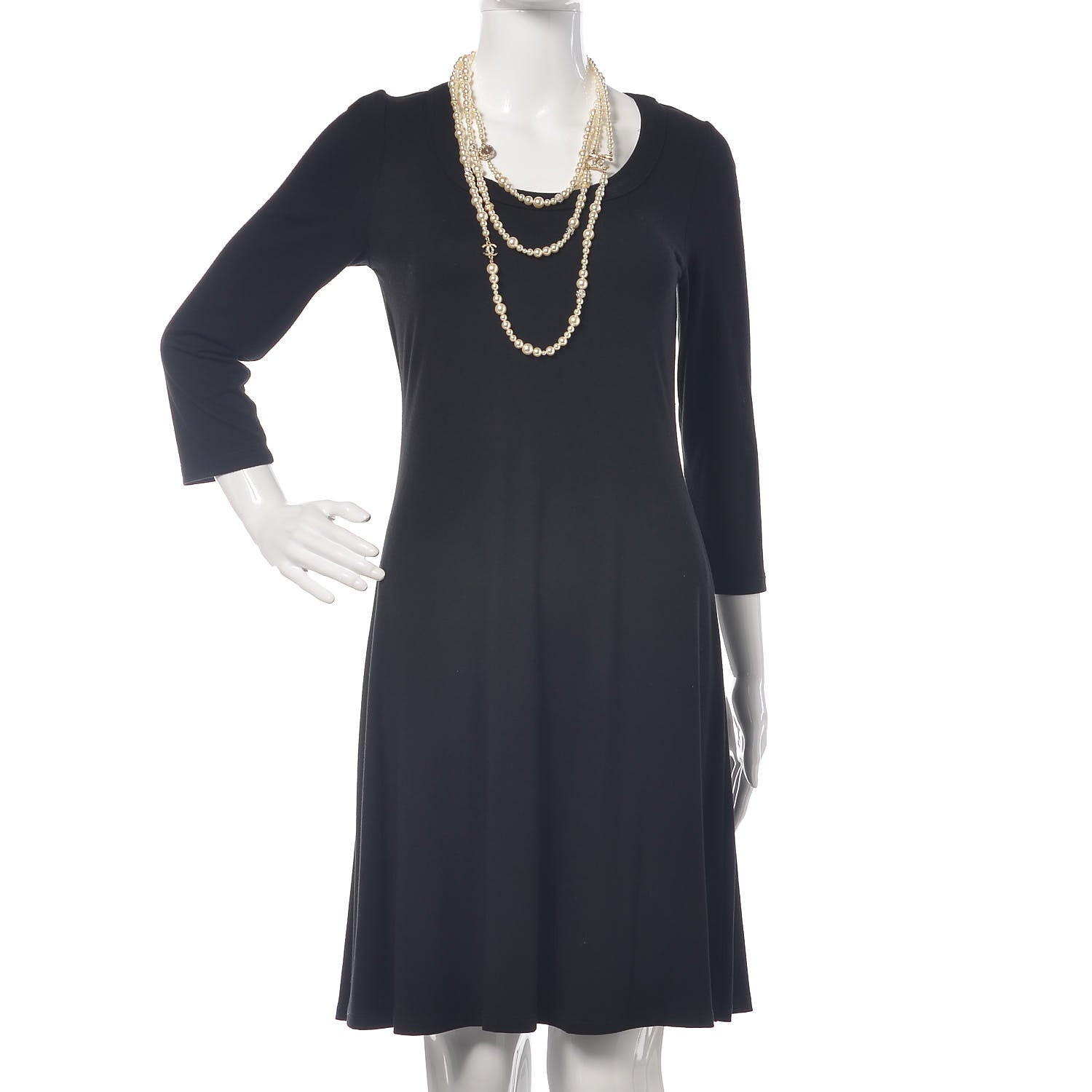 Chanel Graduated Pearl Crystal CC Multi Strand Necklace Gold 2 of 6