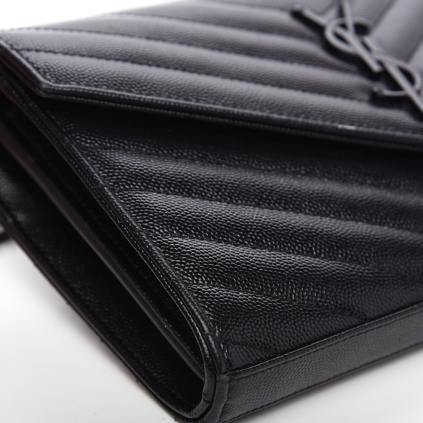 Grain De Poudre Matelasse Chevron Monogram Chain Wallet Black