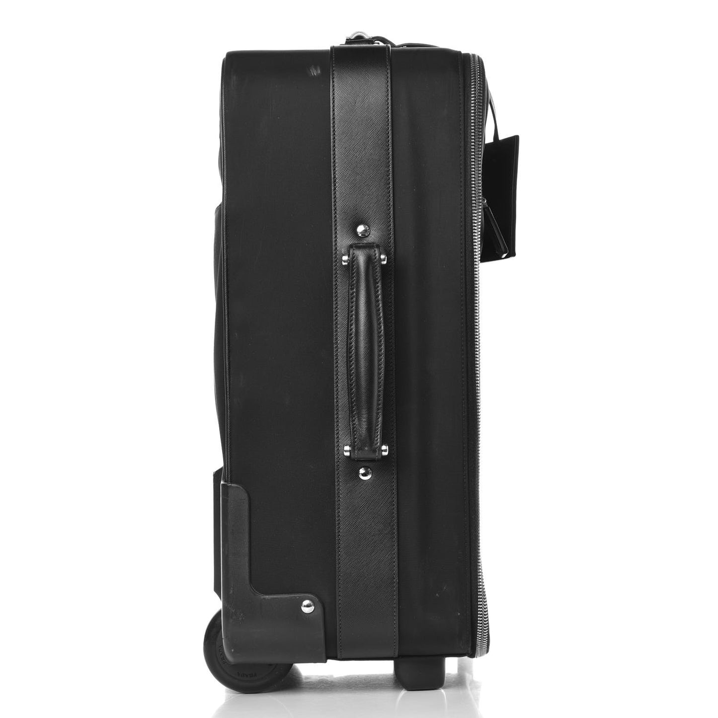 Tessuto Nylon Saffiano Trolley Luggage Black
