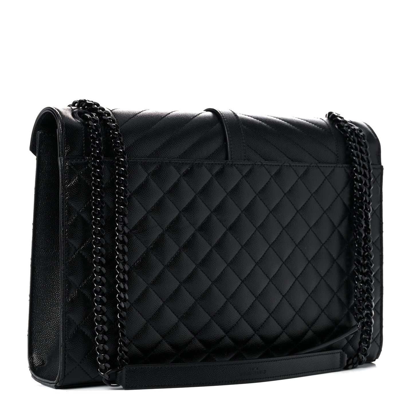 Grain De Poudre Textured Mixed Matelasse Large Triquilt Monogram Monochrome Satchel Black