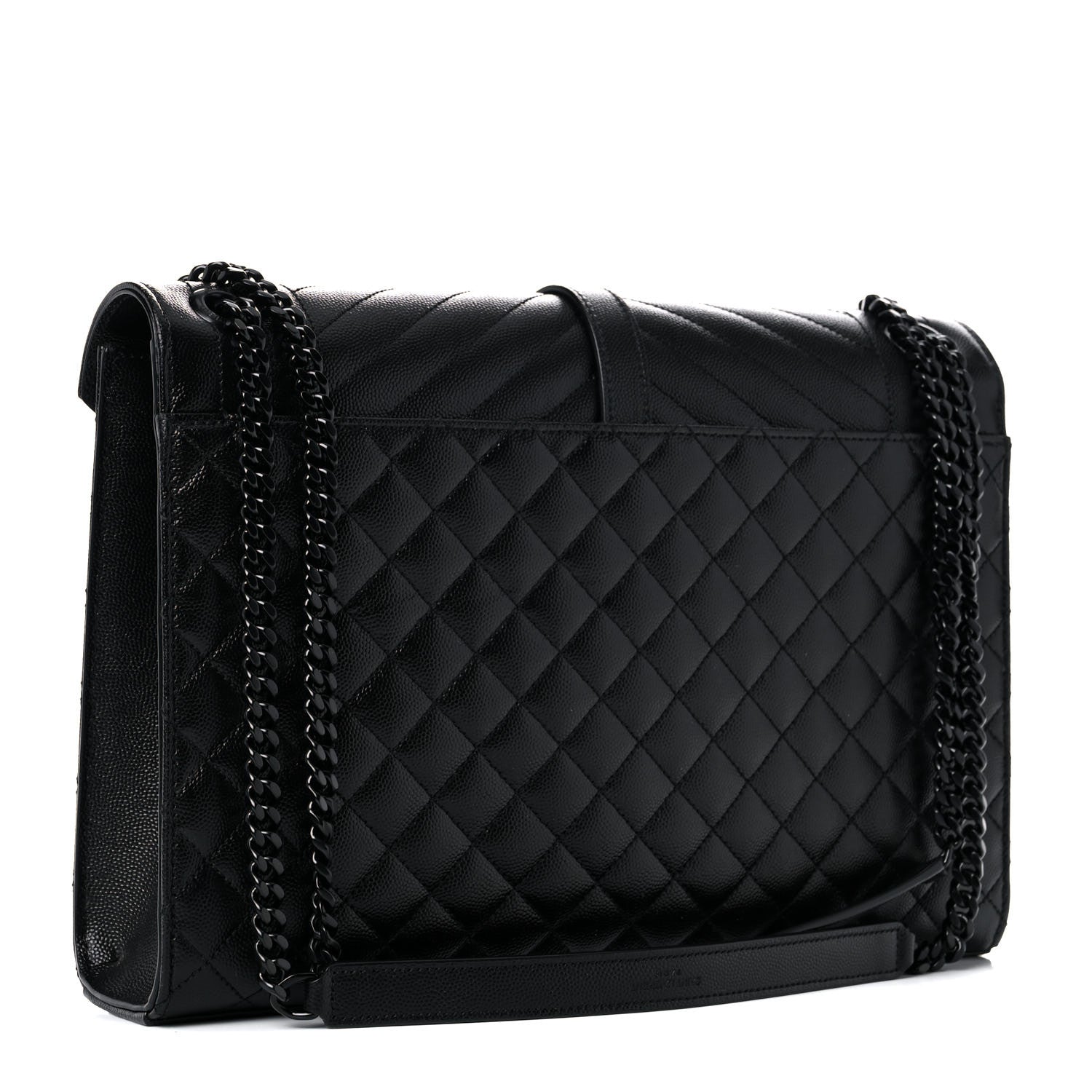 Saint Laurent Grain De Poudre Textured Mixed Matelasse Large Triquilt Monogram Monochrome Satchel Black 3 of 11