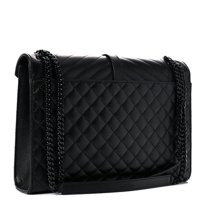 Saint Laurent Grain De Poudre Textured Mixed Matelasse Large Triquilt Monogram Monochrome Satchel Black 3 of 11