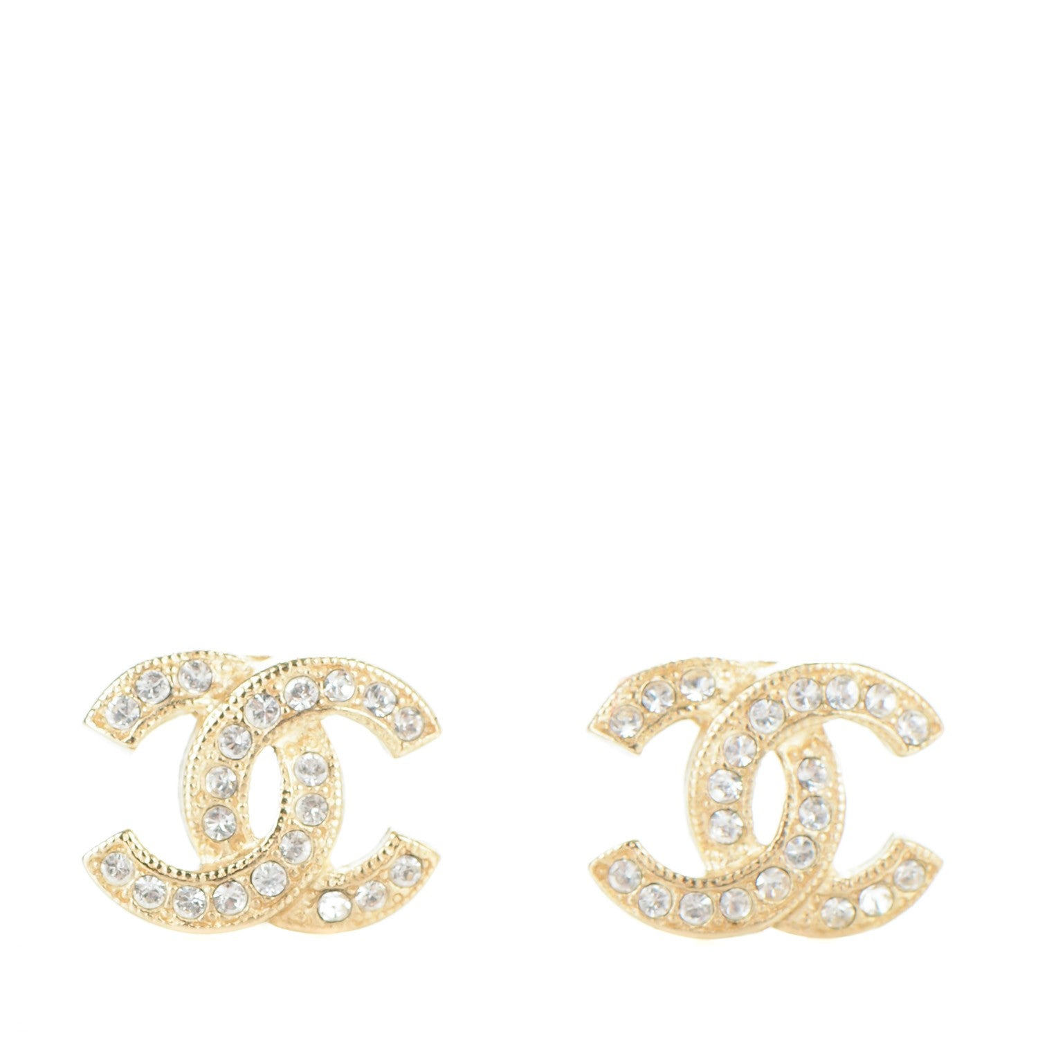 Chanel Crystal CC Earrings Gold 1 of 4