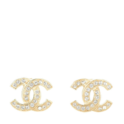 Chanel Crystal CC Earrings Gold 1 of 4