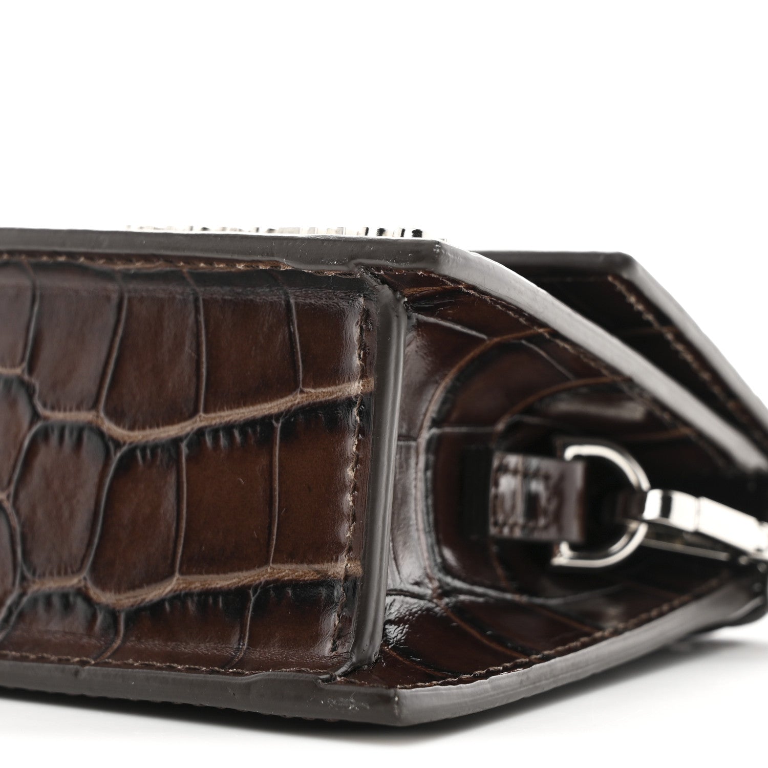 Jacquemus Calfskin Crocodile Embossed Le Chiquito Long Dark Brown 9 of 9